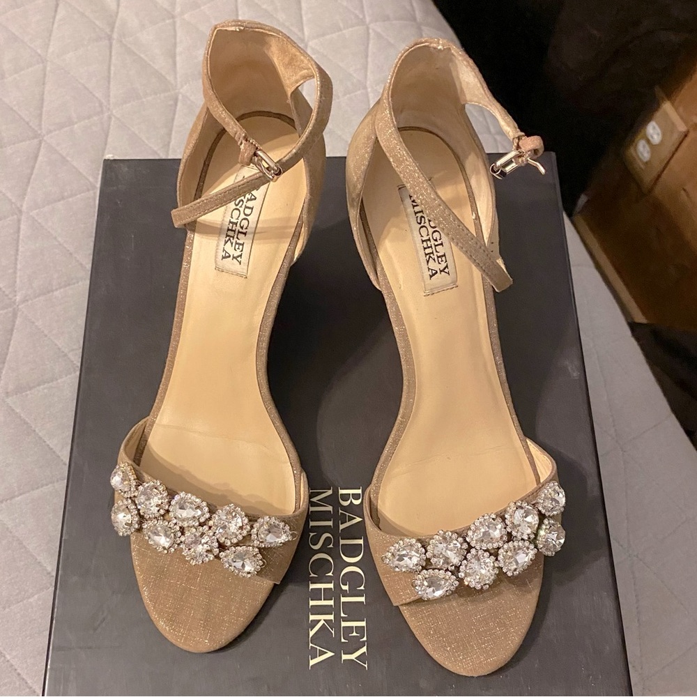 Badgley Mischka embellished wedge heels